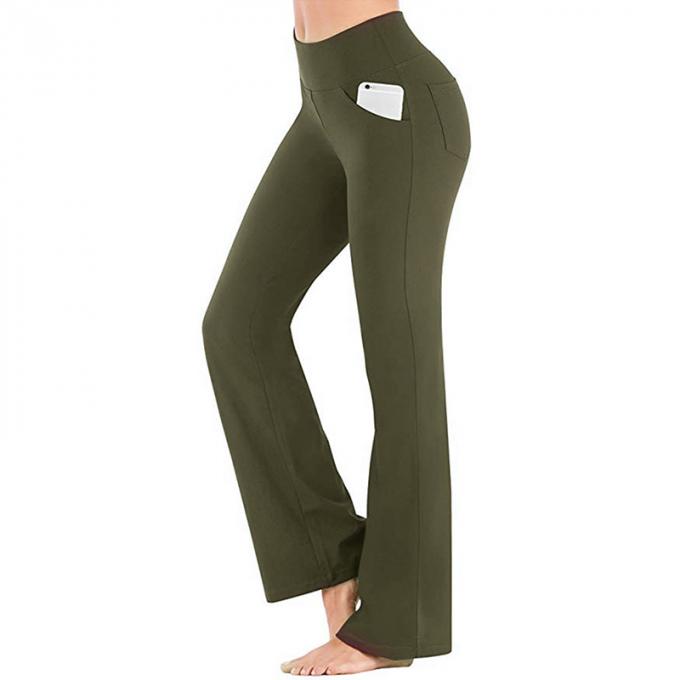 2021 altos pantalones de la yoga de la aptitud de Waisted menosprecian para estirar la yoga inconsútil Legging de la pierna de los pantalones del tamaño extra grande casual amplio de las mujeres