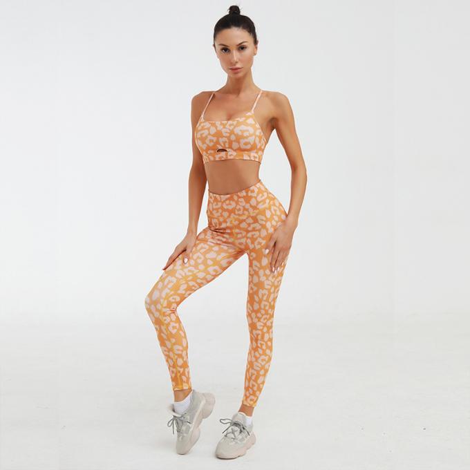 Equipo del entrenamiento de Logo Women de encargo polainas inconsútiles de la yoga de 2 pedazos con ropa atractiva de la aptitud del gimnasio del sujetador de los deportes