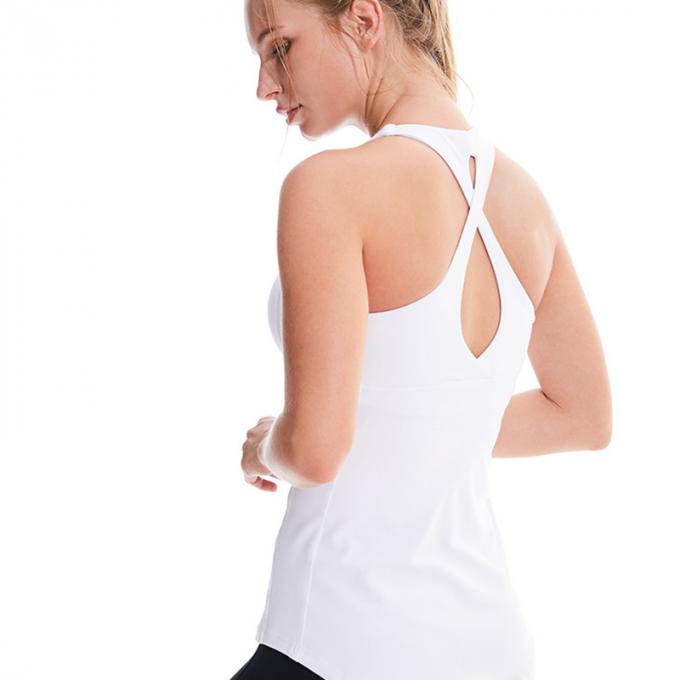 Top sin mangas del algodón del deporte de Racerback de la cosecha básica caliente de Saling para el sujetador de tiras de los deportes de las camisetas sin mangas de la cosecha de la cruz de la Alto-ayuda de las mujeres