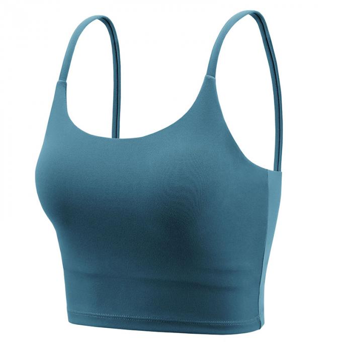 Saling caliente Wirefree rellenó las camisetas sin mangas con tirante y espalda descubierta del entrenamiento del gimnasio de la ayuda media de la moda de la yoga del deporte de las mujeres de alta calidad de funcionamiento del sujetador