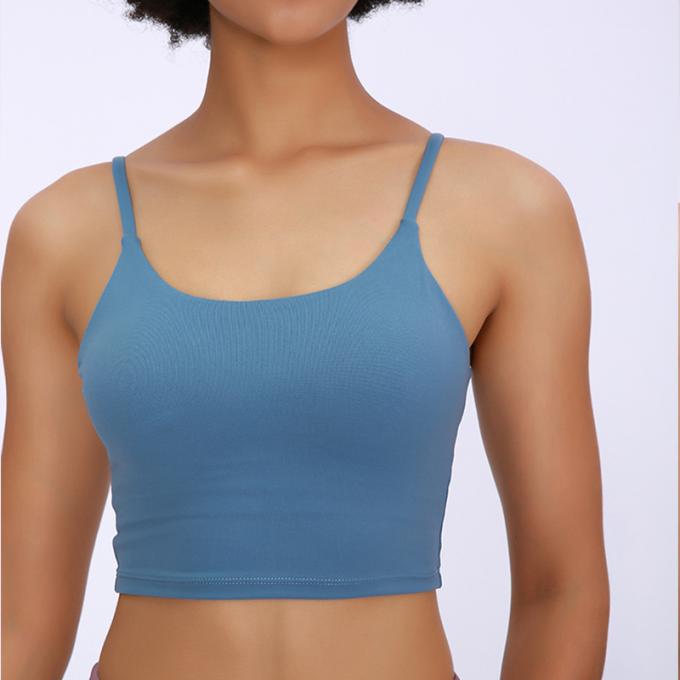 Saling caliente Wirefree rellenó las camisetas sin mangas con tirante y espalda descubierta del entrenamiento del gimnasio de la ayuda media de la moda de la yoga del deporte de las mujeres de alta calidad de funcionamiento del sujetador