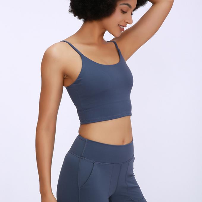 Saling caliente Wirefree rellenó las camisetas sin mangas con tirante y espalda descubierta del entrenamiento del gimnasio de la ayuda media de la moda de la yoga del deporte de las mujeres de alta calidad de funcionamiento del sujetador