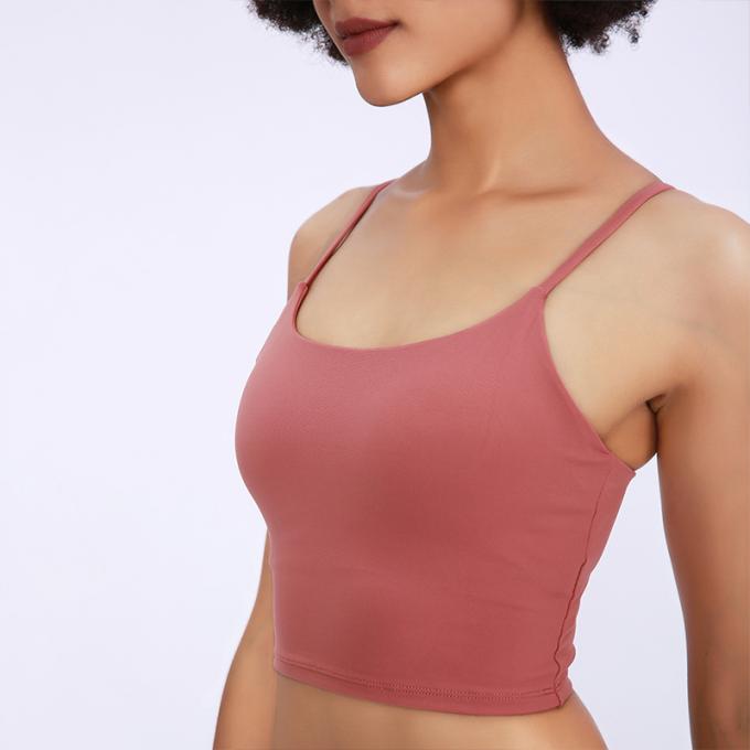 Saling caliente Wirefree rellenó las camisetas sin mangas con tirante y espalda descubierta del entrenamiento del gimnasio de la ayuda media de la moda de la yoga del deporte de las mujeres de alta calidad de funcionamiento del sujetador