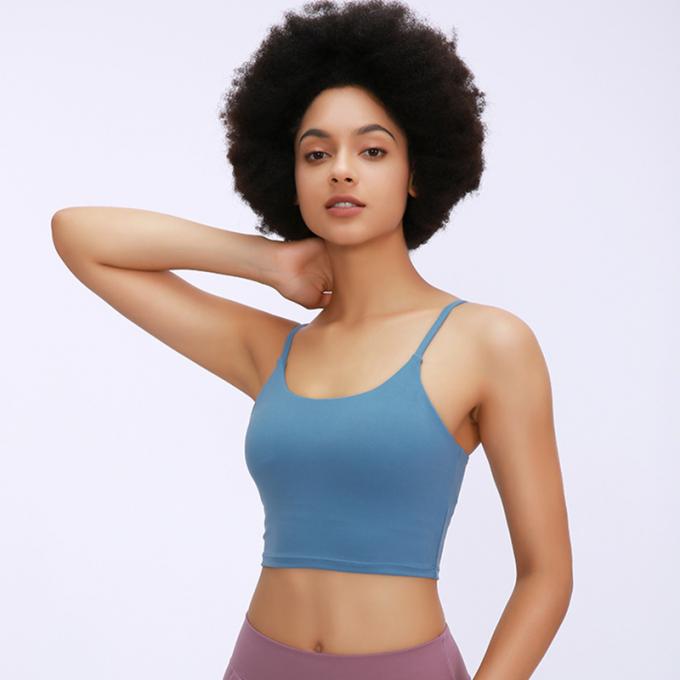 Saling caliente Wirefree rellenó las camisetas sin mangas con tirante y espalda descubierta del entrenamiento del gimnasio de la ayuda media de la moda de la yoga del deporte de las mujeres de alta calidad de funcionamiento del sujetador