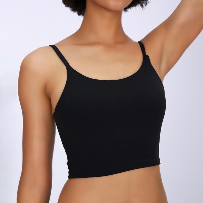 Saling caliente Wirefree rellenó las camisetas sin mangas con tirante y espalda descubierta del entrenamiento del gimnasio de la ayuda media de la moda de la yoga del deporte de las mujeres de alta calidad de funcionamiento del sujetador