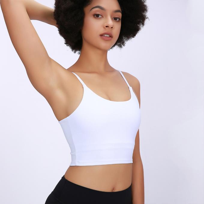 Saling caliente Wirefree rellenó las camisetas sin mangas con tirante y espalda descubierta del entrenamiento del gimnasio de la ayuda media de la moda de la yoga del deporte de las mujeres de alta calidad de funcionamiento del sujetador