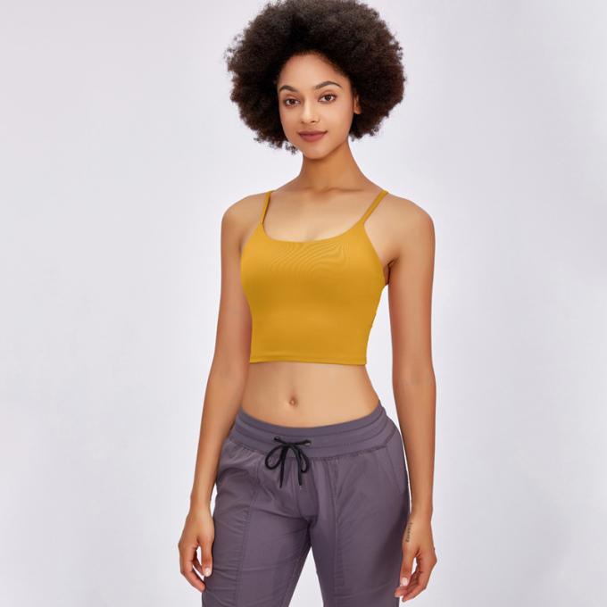 Saling caliente Wirefree rellenó las camisetas sin mangas con tirante y espalda descubierta del entrenamiento del gimnasio de la ayuda media de la moda de la yoga del deporte de las mujeres de alta calidad de funcionamiento del sujetador