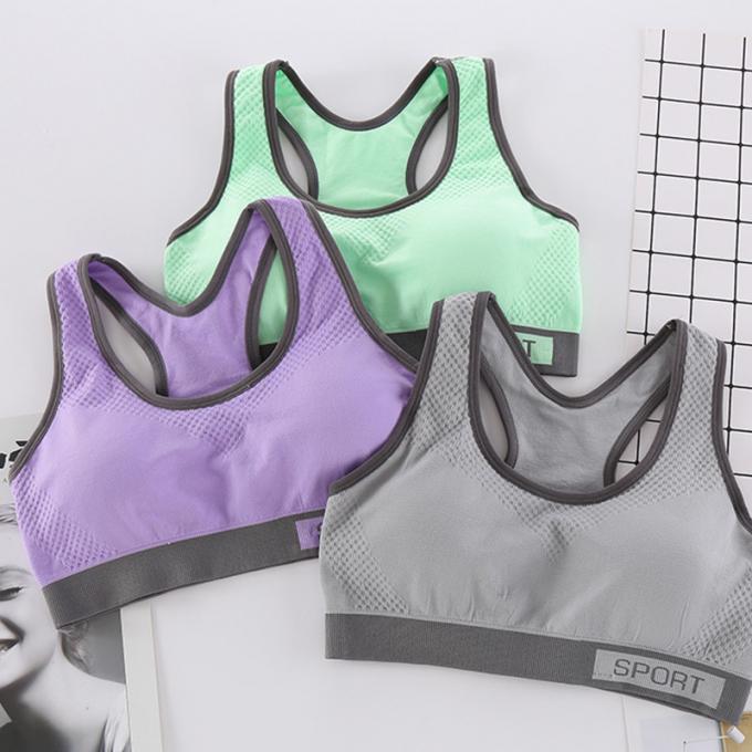 Camisetas sin mangas sólidas a prueba de choques de la Rápido-sequedad de Wicking de la ropa interior de la aptitud corriente de las mujeres del sujetador de los deportes de la moda del color de Macaron