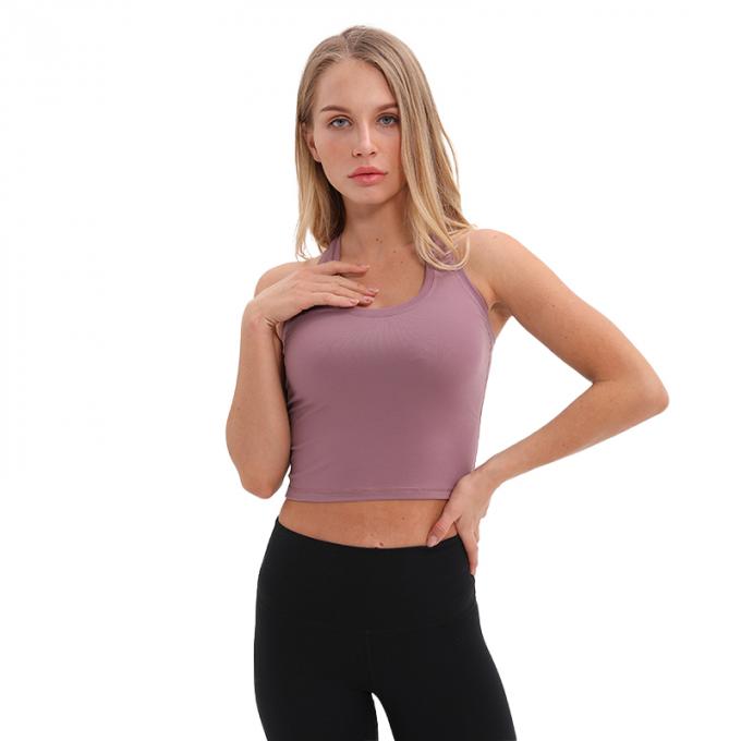 El sujetador para mujer al por mayor Wirefree de los deportes del palangre rellenó las camisetas sin mangas blancas de la cosecha de las mujeres de encargo de las camisetas sin mangas de la ayuda media