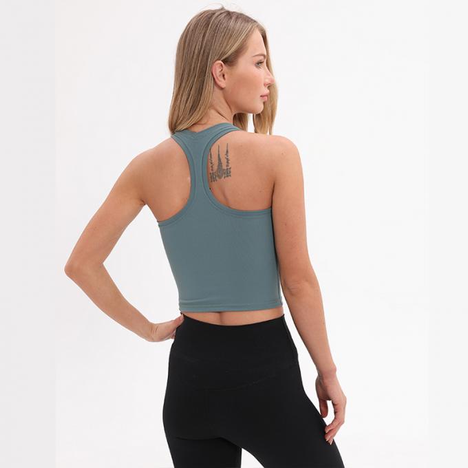 El sujetador para mujer al por mayor Wirefree de los deportes del palangre rellenó las camisetas sin mangas blancas de la cosecha de las mujeres de encargo de las camisetas sin mangas de la ayuda media