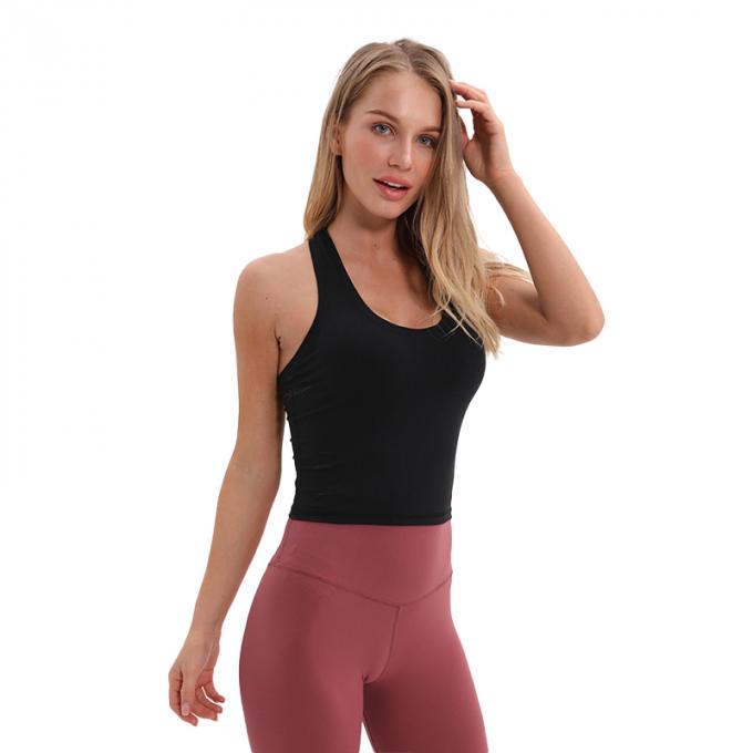 El sujetador para mujer al por mayor Wirefree de los deportes del palangre rellenó las camisetas sin mangas blancas de la cosecha de las mujeres de encargo de las camisetas sin mangas de la ayuda media