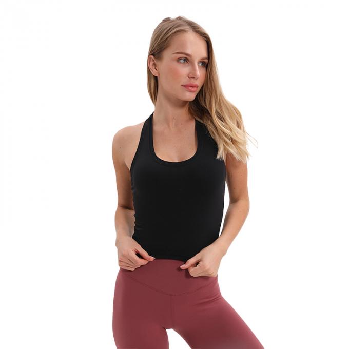 El sujetador para mujer al por mayor Wirefree de los deportes del palangre rellenó las camisetas sin mangas blancas de la cosecha de las mujeres de encargo de las camisetas sin mangas de la ayuda media