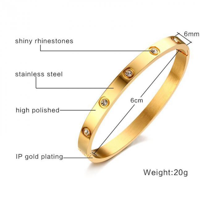 El oro de la mujer de los brazaletes de las señoras de los brazaletes de lujo del encanto de los brazaletes de acero inoxidables y del anillo plateó