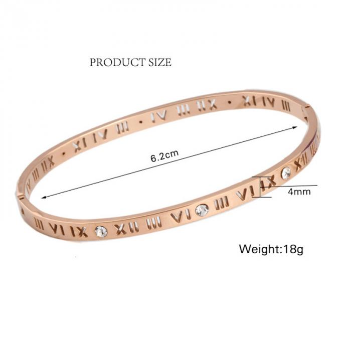 El oro de la moda plateó los brazaletes de acero inoxidables y a Ring Roman Number Bangle de las señoras del brazalete