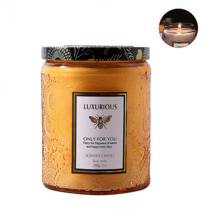La etiqueta privada sospechada las velas modificada para requisitos particulares Saling caliente de la cera de la soja de Amber Glass Jar Candles Scented de madera de la cera sospechó las velas de lujo
