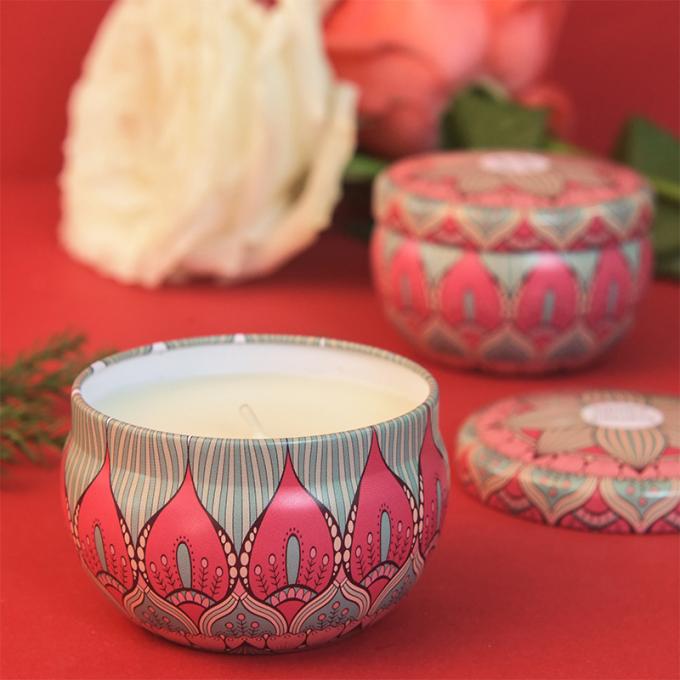 La duración sin humo respetuosa del medio ambiente de Rose Jasmine Scent Mother Day Birthday Valentine Weddings Soy Candle Long sospechó a Tin Candles