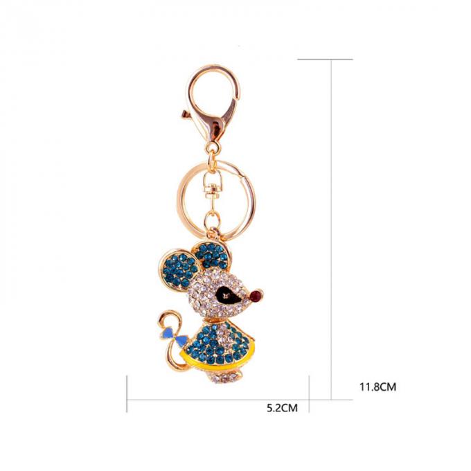 Año del colgante lindo del metal de Diamond Mouse Car Keychain Animal del regalo de la rata al por mayor entre nosotros cadena dominante del diamante artificial