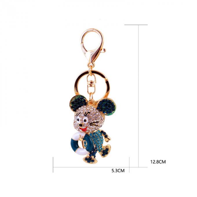 Año del colgante lindo del metal de Diamond Mouse Car Keychain Animal del regalo de la rata al por mayor entre nosotros cadena dominante del diamante artificial