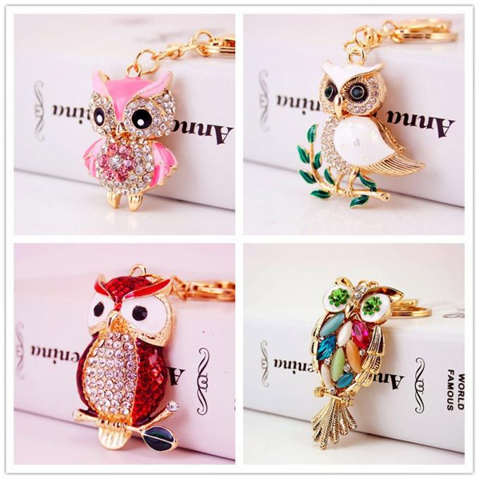 Cadena dominante linda animal del coche de metal del coche del mitón de Diamond Owl Car Female Bag Accessories de la cadena dominante de los diseñadores
