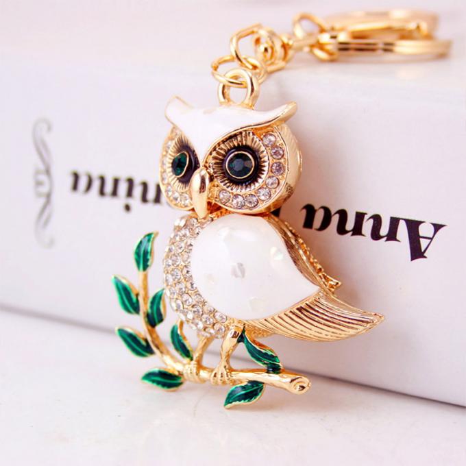 Cadena dominante linda animal del coche de metal del coche del mitón de Diamond Owl Car Female Bag Accessories de la cadena dominante de los diseñadores