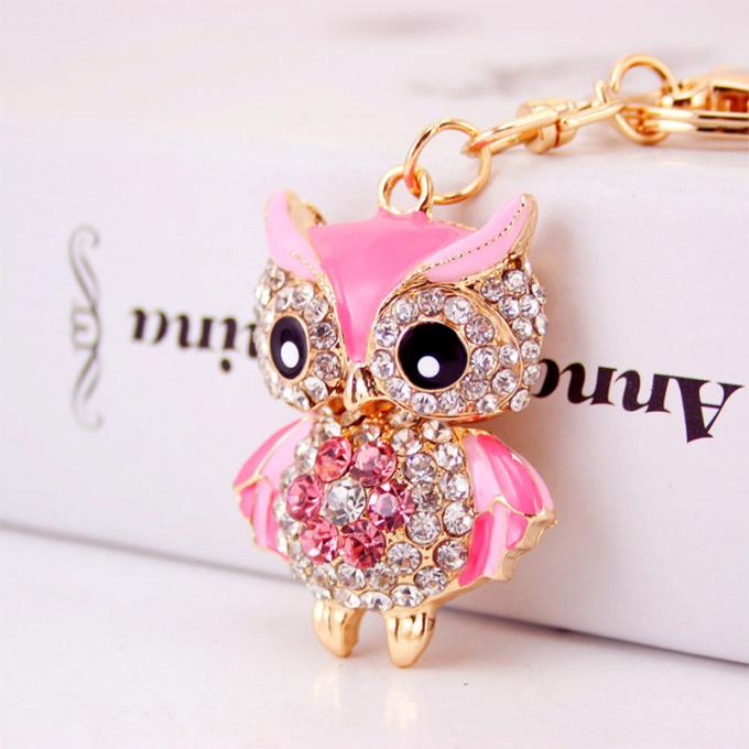 Cadena dominante linda animal del coche de metal del coche del mitón de Diamond Owl Car Female Bag Accessories de la cadena dominante de los diseñadores