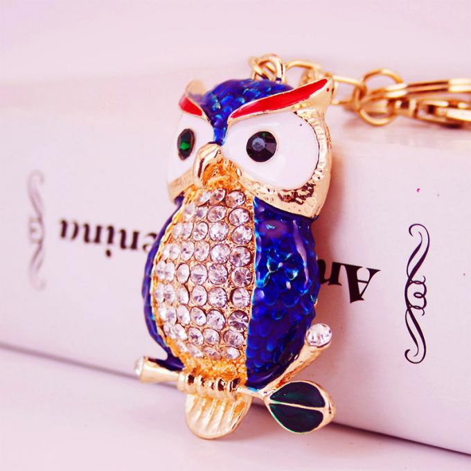Cadena dominante linda animal del coche de metal del coche del mitón de Diamond Owl Car Female Bag Accessories de la cadena dominante de los diseñadores