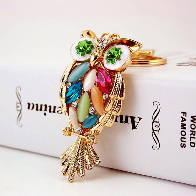 Cadena dominante linda animal del coche de metal del coche del mitón de Diamond Owl Car Female Bag Accessories de la cadena dominante de los diseñadores