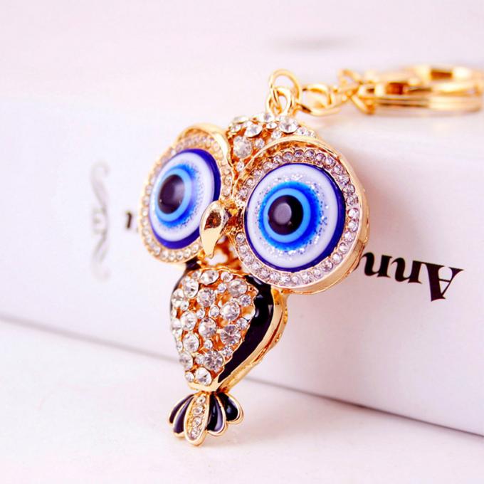 Cadena dominante linda animal del coche de metal del coche del mitón de Diamond Owl Car Female Bag Accessories de la cadena dominante de los diseñadores