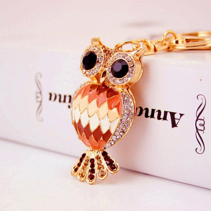 Cadena dominante linda animal del coche de metal del coche del mitón de Diamond Owl Car Female Bag Accessories de la cadena dominante de los diseñadores