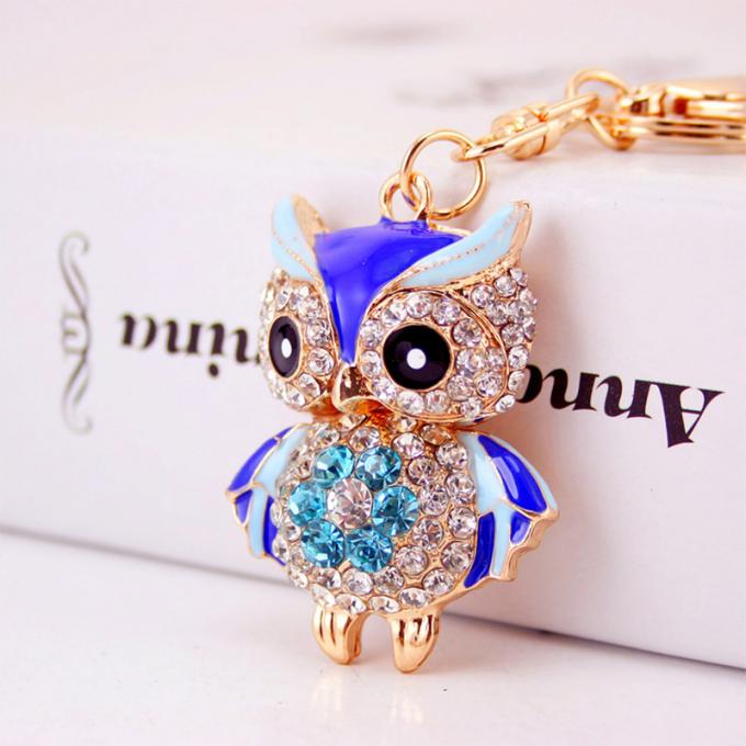 Cadena dominante linda animal del coche de metal del coche del mitón de Diamond Owl Car Female Bag Accessories de la cadena dominante de los diseñadores
