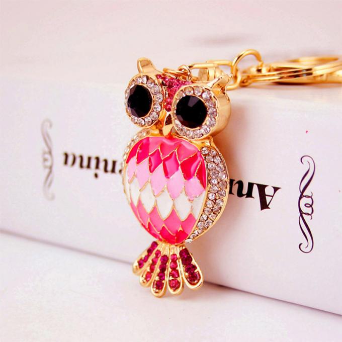Cadena dominante linda animal del coche de metal del coche del mitón de Diamond Owl Car Female Bag Accessories de la cadena dominante de los diseñadores