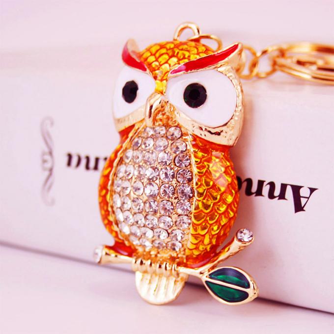 Cadena dominante linda animal del coche de metal del coche del mitón de Diamond Owl Car Female Bag Accessories de la cadena dominante de los diseñadores