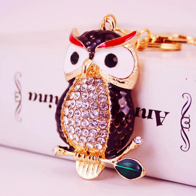 Cadena dominante linda animal del coche de metal del coche del mitón de Diamond Owl Car Female Bag Accessories de la cadena dominante de los diseñadores