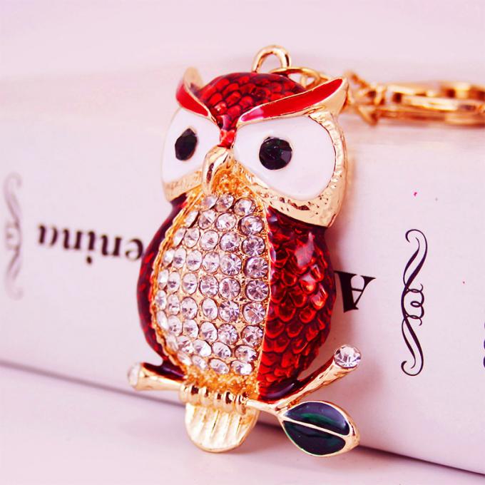 Cadena dominante linda animal del coche de metal del coche del mitón de Diamond Owl Car Female Bag Accessories de la cadena dominante de los diseñadores