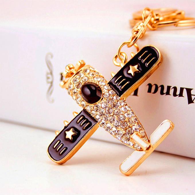 Cadena dominante de la motocicleta de Diamond Crystal Model Men al por mayor del llavero pendiente del metal del helicóptero del aeroplano